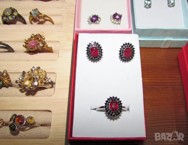 925 сребърен комплект с рубини, подходящ за подарък , снимка 5 - Подаръци за жени - 49944089