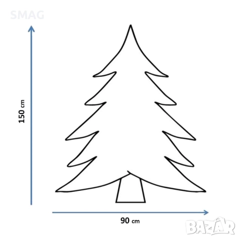 Коледна елха зелена с 400 клона, 1.5 м_1120659, снимка 4 - Други - 52329761