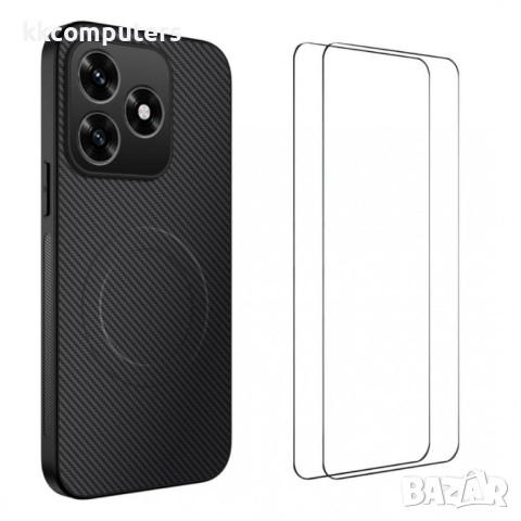 WANLONFENG Магнитен калъф за Honor X5c Plus 4G/ Honor X5c 4G- Карбонова текстура, MagSafe, 2 бр. Про