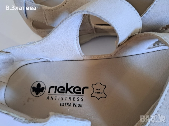 Сандали бежеви RIEKER №37,естествен велур, снимка 4 - Сандали - 51512155