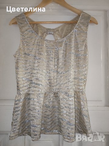 Дамски официален златист топ с панделка на гърба размер M OASIS