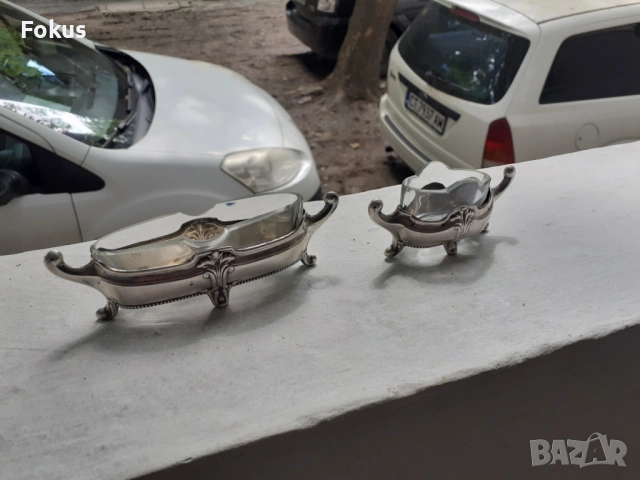 Две малки стари антикварни сребърни съдчета за хайвер, снимка 3 - Антикварни и старинни предмети - 53327611
