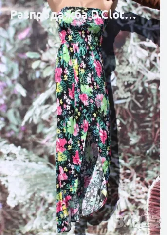 Дълга флорална рокля S/M , снимка 3 - Рокли - 30020911