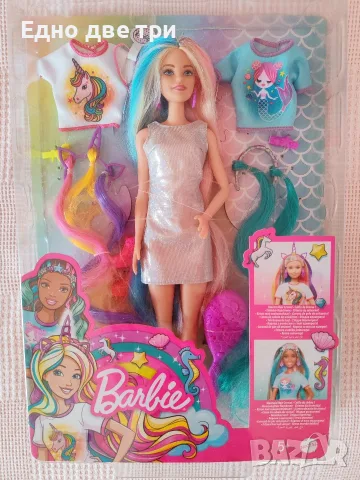 Кукла Barbie фризьорски салон, приказна коса, на къмпинг и Голям гардероб , снимка 2 - Кукли - 56084666