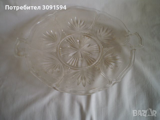 Арт Деко стъклена чиния за торта , снимка 4 - Други ценни предмети - 41335198