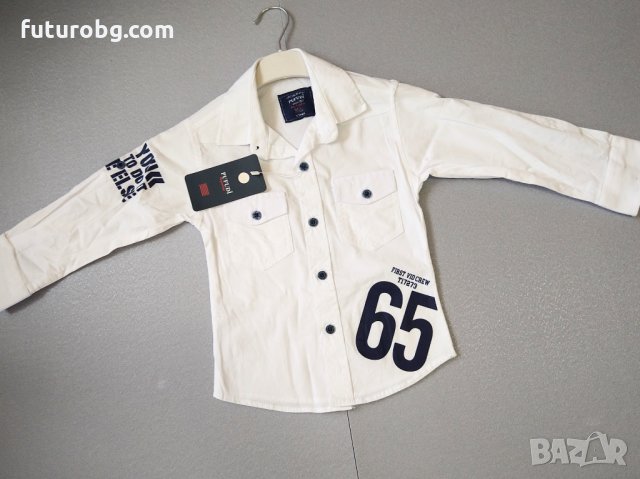 Бяла риза с тъмносин акцент за момче, снимка 2 - Детски ризи - 34276584