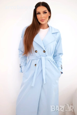 Дамско палто с връзване на талията и яка, 5цвята , снимка 12 - Палта, манта - 53686765