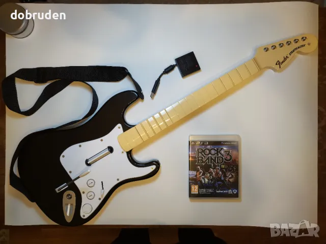 Китара Fender Stratocaster + Guitar Hero WT + Rockband 3 за Sony Playstation 3 PS3, снимка 11 - Игри за PlayStation - 47901225