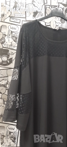 Макси туника в черно с ефектен тюл-точки!, снимка 3 - Туники - 52307506