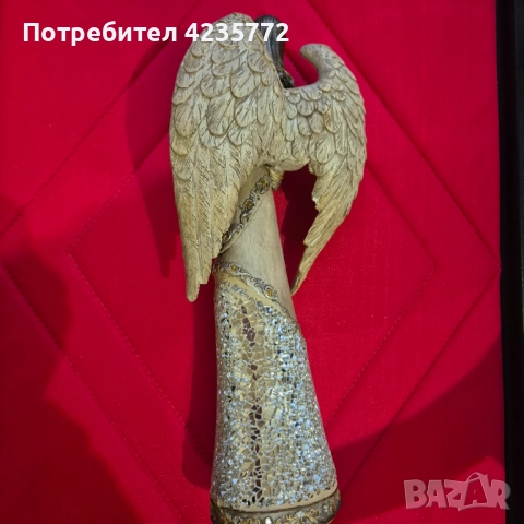 Статуетка на ангел изработена от бронз и слонова кост с детайлни крила ., снимка 4 - Статуетки - 52838689
