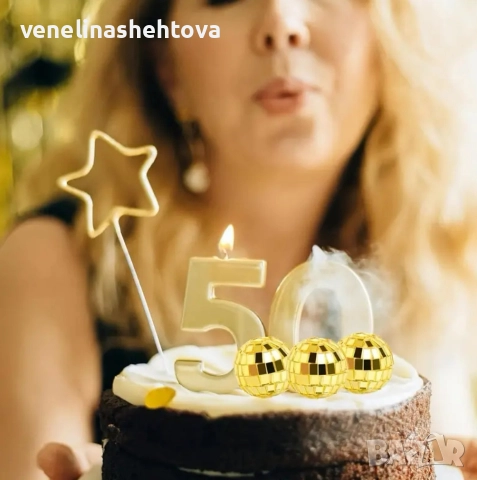 Златисти огледални диско топки топчета на клечка за декорация на торта мъфини , снимка 2 - Други - 52909155