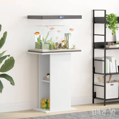 vidaXL Поставка за аквариум, бяла, 60,5x36x72,5 см, инженерно дърво, снимка 2 - Аквариуми - 56148083