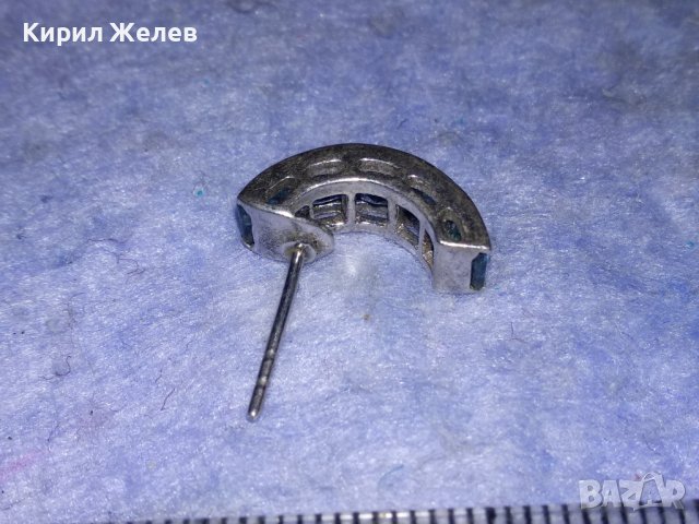 СКЪПОЦЕННА СРЕБЪРНА АР ДЕКО ОБЕЦА СРЕБРО 925 с ЮВЕЛИРНО ФАСЕТИРАН СИН ЦИРКОНИЙ 38220, снимка 6 - Обеци - 40933205