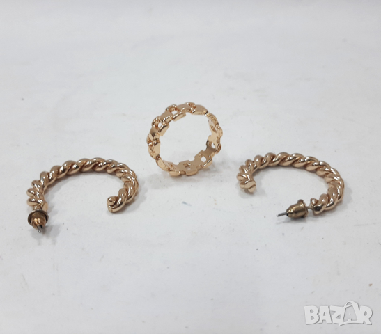 Пръстен и обеци, позлатени(8.3), снимка 2 - Бижутерийни комплекти - 44633918