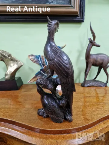 Прекрасна голяма антикварна колекционерска дървена фигура статуетка композиция , снимка 4 - Статуетки - 49010549