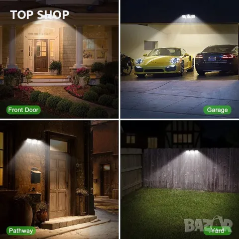 Външна соларна лампа с панел, сензор и дистанционно LANSOW, снимка 3 - Соларни лампи - 48678634