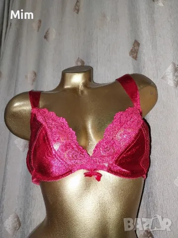 85 C Червен сатенен сутиен , снимка 2 - Бельо - 48289004