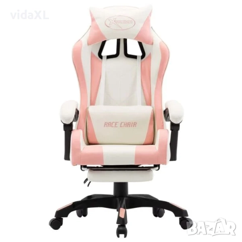 vidaXL Геймърски стол с подложка за крака розово(SKU:287994), снимка 2 - Столове - 52926905