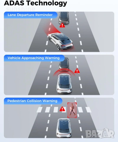 Dash Cam 4+1КADAS 2.4“ IPS WiFi 64GB Voice Parking Night WDR GPS 170°, снимка 6 - Аксесоари и консумативи - 53623803