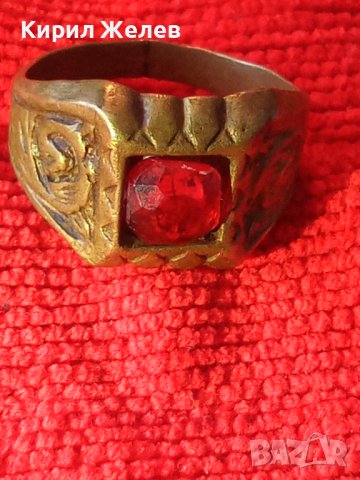 СТАРИНЕН ОРНАМЕНТИРАН БРОНЗИРАН КЛАСИЧЕСКИ РЕТРО ПРЪСТЕН с ФАСЕТИРАН КРИСТАЛ  РЪЧНА ИЗРАБОКА 29670, снимка 16 - Антикварни и старинни предмети - 40552649