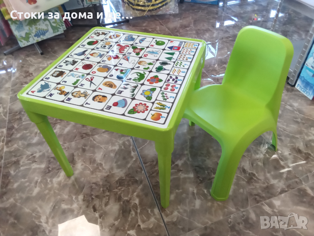 ✨Комплект детска маса с Българската азбука и столче - 4 цвята ( розов, син, зелен, жълт) , снимка 3 - Други - 44623921