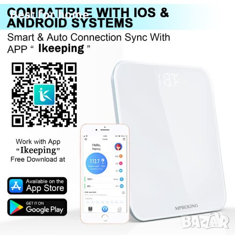 Смарт везна, кантар анализатор MPBEKING Bluetooth CW290BLE, снимка 5 - Електронни везни - 41908307