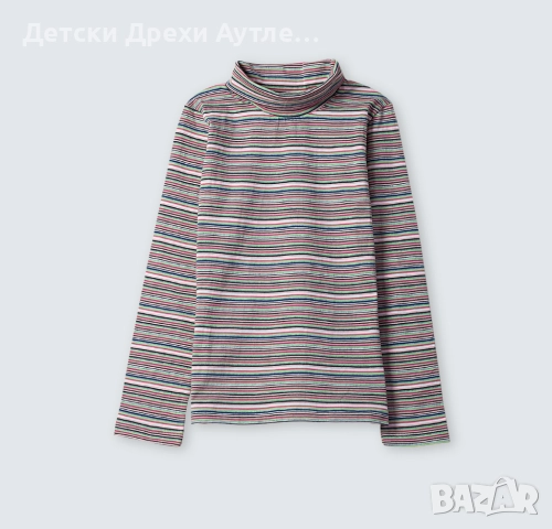 Многоцветно раирано памучно поло за момичета – ново, българско производство (92–140)