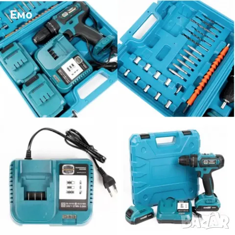 Акумулаторен винтоверт с две батерии и аксесоари