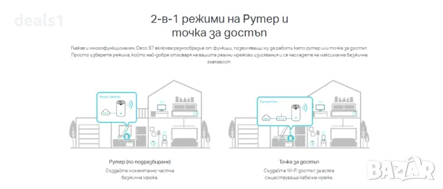 DECO S7 AC1900 Mesh Wi-Fi Рутер Dual-Band 3×3 MU-MIMO С пълно покритие на дома, снимка 7 - Рутери - 49253411