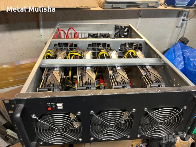 6U Компютърна кутия за копачка 4 видео карти, снимка 2 - Захранвания и кутии - 50884752