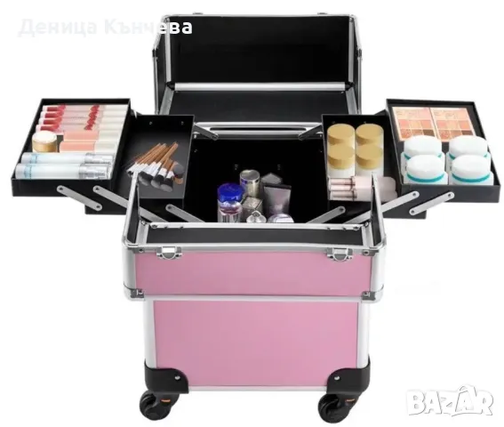 Професионален куфар за грим на колелца, снимка 3 - Куфари - 48199402