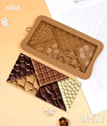 комбинирана плочка триъгълни парчета силиконов молд форма за шоколад