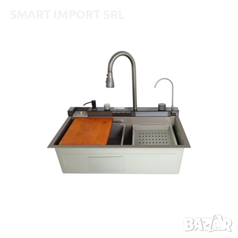 Многофункционална мивка Smart HeaterМ, изтеглящ се душ, филтър за вода, матово сиво