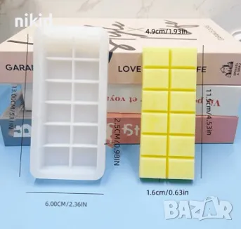 Малък Дубайски шоколад дълбок силиконов молд форма калъп цяла плочка шоколадов блок смола гипс сапун, снимка 4 - Форми - 47593732