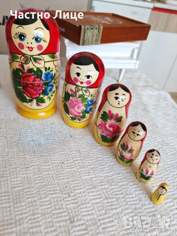 Комплект Шест Руски Соц СССР Кукли Матрьошки 1980те г., снимка 3 - Антикварни и старинни предмети - 51062204