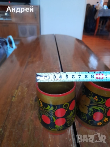 Стара Руска дървена чаша,чаши,хохлома #9, снимка 4 - Други ценни предмети - 52893128