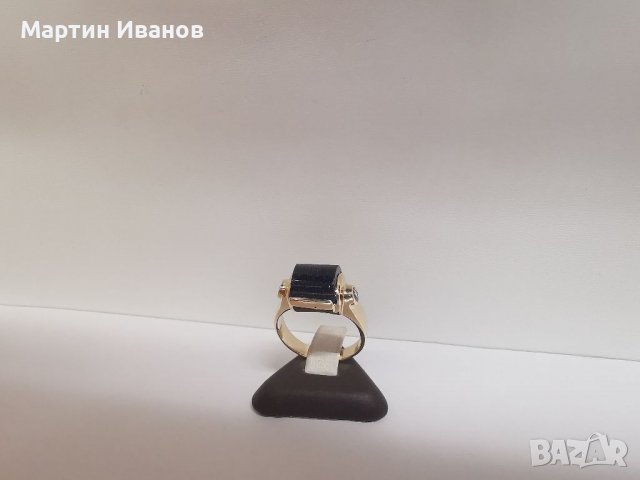Златен пръстен с авантюрин и циркони , снимка 3 - Пръстени - 38997813
