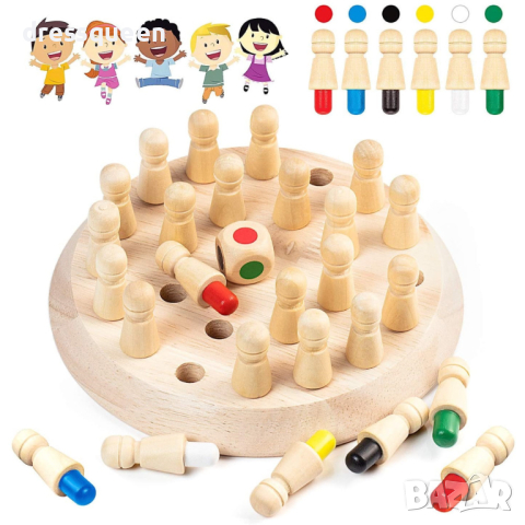 3540 Детска игра за развиване на памет Шах с 24 пешки и зарче, снимка 3 - Образователни игри - 44597180