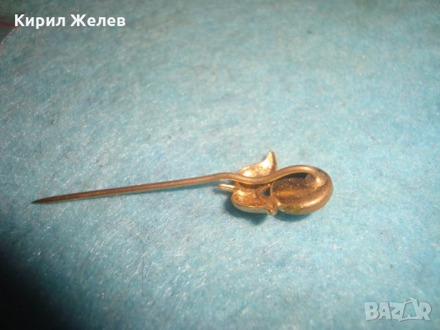СТАРА БРОНЗОВА ПОЗЛАТЕНА АРТ ДЕКО ФЛОРАЛНА ДЕКОРАТИВНА ИГЛА СКЪПОЦЕННА БРОШКА с КОТЕШКО ОКО 19350, снимка 4 - Антикварни и старинни предмети - 35664261
