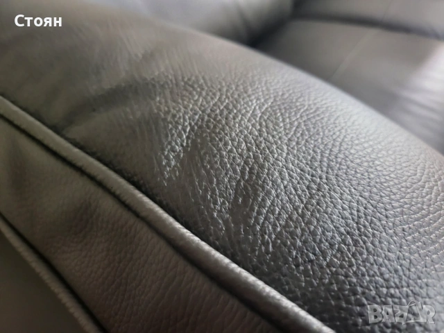 Черен кожен диван тройка Sona, снимка 6 - Дивани и мека мебел - 53730558
