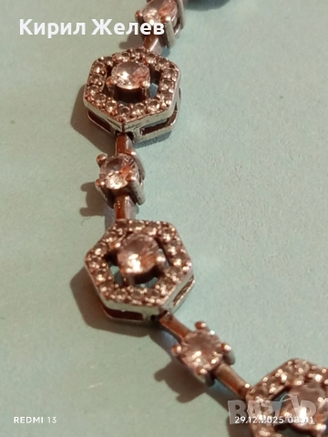 Сребърна гривна обсипана с цирконий който озаряват бижуто с изключителен блясък и сияйност 40565, снимка 2 - Гривни - 52924764