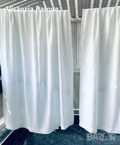 Две бели ленени (100%) пердета 2 броя, снимка 9 - Пердета и завеси - 51572673