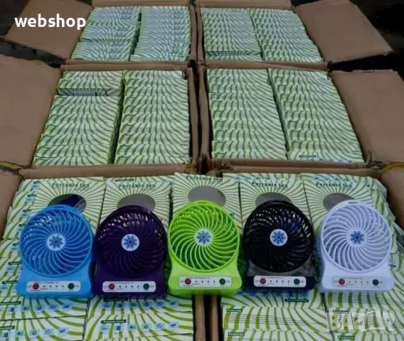 ПРОМО!! Преносим Настолен вентилатор с 3 степени и презареждаща се батерия, снимка 4 - Друга електроника - 50398360
