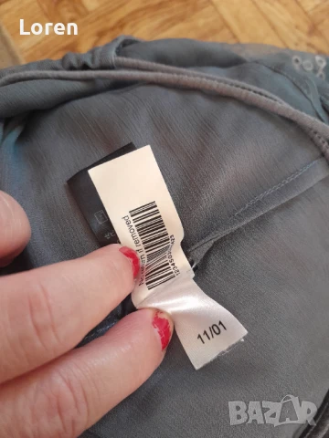 🌸💄Next💄🌸Сив ефирен асиметричен много интересен потник с дантела и тюл на цветя, снимка 15 - Потници - 50556222