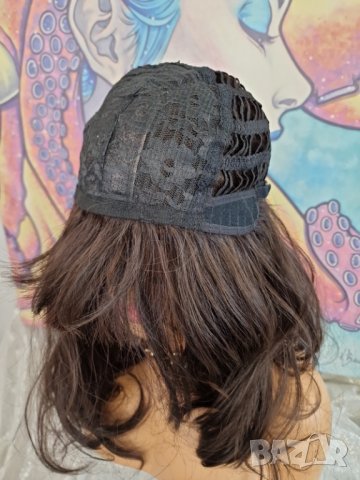 Уникален Модел Дълга Перука в Естествен Тъмно Кафяв Цвят с Бретон КОД 8864, снимка 8 - Аксесоари за коса - 40698477