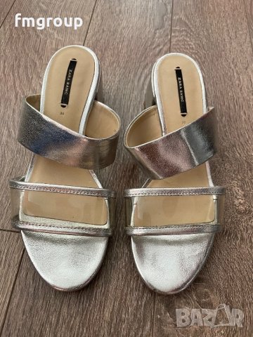 Дамски чехли ZARA Зара 36 номер сребристи