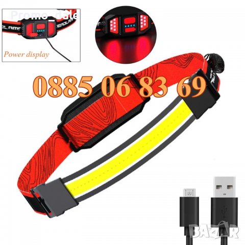 LED акумулаторен челник за глава, фенер за глава, USB зареждане, SOFT 3D