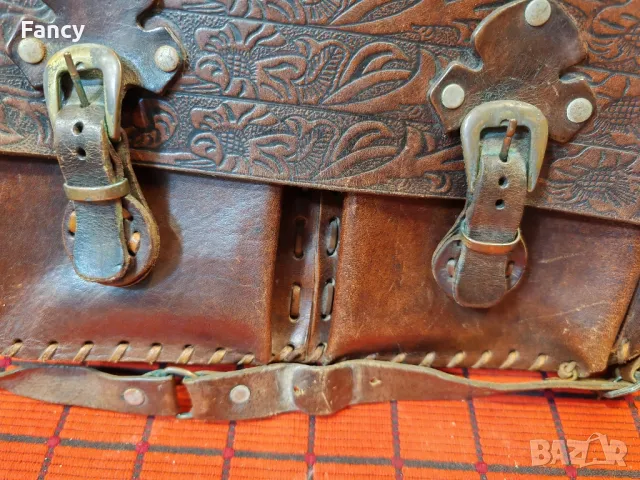 винтидж дамска чанта естествена кожа 36/27/10 см, снимка 10 - Чанти - 50263141