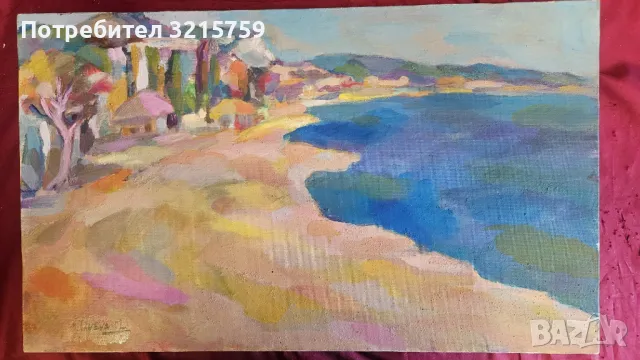 Красива картина масло , платно, подпис -A.TANEVA , 55х32см., снимка 2 - Картини - 50413282