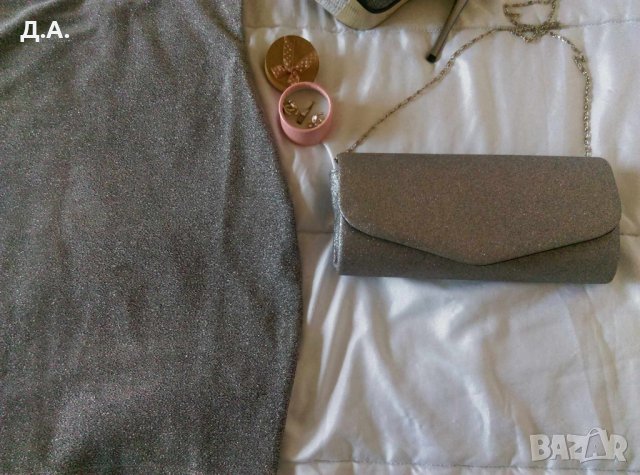 Нова сребриста рокля и чанта , снимка 10 - Рокли - 41591256